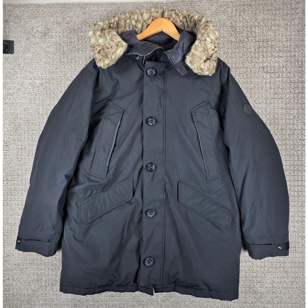 Polo Ralph Lauren‎ Duck Down Faux Fur Parka Jacket Coat XL Black N-3B